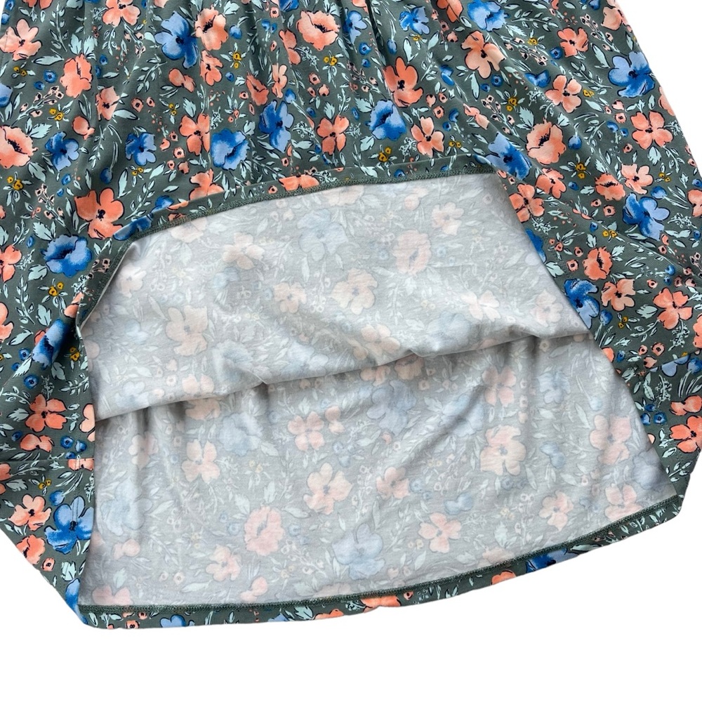 Lands’ End Womens Medium Gray Blue Orange Floral Short Sleeve Midi T-shirt Dress - Picture 11 of 16